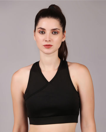 Cross Back Sports Bra - Black